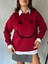 Kadın Bordo Smile Süzene Nakışlı 3 Iplik Şardonlu Geniş Kesim Sweatshirt 28313 3