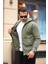 Içi Peluş Üç Ip Kumaş Oversize Fermuarlı Kapüşonlu Sweatshirt- Avcı Yeşili 2