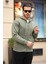 Içi Peluş Üç Ip Kumaş Oversize Fermuarlı Kapüşonlu Sweatshirt- Avcı Yeşili 5