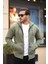 Içi Peluş Üç Ip Kumaş Oversize Fermuarlı Kapüşonlu Sweatshirt- Avcı Yeşili 1
