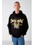 Persısted Erkek Içi Polarlı Kolej Baskılı Kapüşonlu Kordonlu Siyah Sweatshirt 1