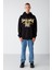 Persısted Erkek Içi Polarlı Kolej Baskılı Kapüşonlu Kordonlu Siyah Sweatshirt 2