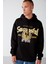 Persısted Erkek Içi Polarlı Kolej Baskılı Kapüşonlu Kordonlu Siyah Sweatshirt 4
