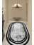 Dijital Baskı Siyah Çerçeveli Gri Oval Modern Dekoratif Makinada Yıkanabilir Salon Yolluk Halısı 1
