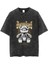 Yıkamalı Bear Baskılı Oversize Vintage T-Shirt 1