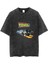 Yıkamalı Back To The Future Baskılı Oversize Vintage T-Shirt 1