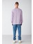 Balanced Erkek Önü Aplikeli Yuvarlak Yakalı Içi Polarlı Lila Sweatshirt 5