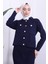 Lacivert Crop Hırka Etekli Triko Takım 3