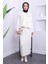 Krem Crop Hırka Etekli Triko Takım 1