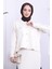 Krem Crop Hırka Etekli Triko Takım 3