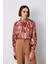 Desenli Dik Yakalı Bluz - Taba 3