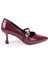 DZA07-389100 Bordo Rugan Stiletto Topuklu Kadın Ayakkabı 2