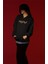 Leopar Hoodie Baskılı Kalın Pamuklu Oversize Siyah Sweatshirt 4