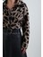 Camel Leopar Desenli Triko Ceket 3