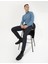Erkek Lacivert Slim Fit Keten Karışımlı Kanvas Pantolon 50259760-VR033 1