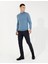 Erkek Lacivert Slim Fit Keten Karışımlı Kanvas Pantolon 50259760-VR033 3