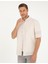 Erkek Bej Slim Fit Keten Görünümlü Gömlek 50252491-VR011 3