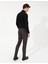 Erkek Kahverengi Slim Fit Keten Karışımlı Kanvas Pantolon 50259760-VR029 4