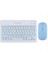 Taşınabilir Kablosuz Bluetooth Klavye Mouse Seti Mavi 3