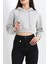 Şardonlu Owersize Crop Sweat Gri1 - 21391.200. 3