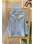 (6-24 Ay) Kulak Detaylı Kapüşonlu Peluş Unisex bebe hırka - Bebe Mavi 1
