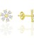 Gümüş Altın Yaldızlı Zirkon Taşlı Kristal Çiçek Küpe SGTL12662GOLD 1