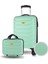 Solid Pp Polipropilen Kırılmaz Makyaj ve Kabin Boy Mint Yeşili 2'li Valiz Seti 1