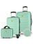 Solid Pp Polipropilen Kırılmaz Makyaj Kabin ve Orta Boy Mint Yeşili 3'lü Valiz Seti 1