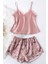 Dantel Işlemeli Çiçek Desenli Şort Pijama Takımı 1