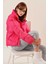 Kadın Canlı Pembe Dik Yaka Bel Büzgülü Şişme Mont HZL25W-BD131791 4