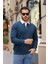 Polo Yaka Selanik Örme Kumaş Erkek Sweatshirt - Indigo 2
