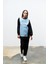 Siyah Kadın Denim Üzeri Nakış Işlemeli Bisiklet Yaka Sweatshirt Dar Paça Pantolon Pamuklu Örme Alt Üst Takım 1