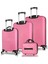 Puzzle Abs Kabin Orta Büyük ve Makyaj Boy Pembe 4'lü Travel Valiz Seti 2