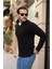 Selanik Örme Kumaş Yarım Fermuar Erkek Sweatshirt - Siyah 3