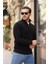 Selanik Örme Kumaş Yarım Fermuar Erkek Sweatshirt - Siyah 4