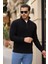 Selanik Örme Kumaş Yarım Fermuar Erkek Sweatshirt - Siyah 5