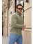 Selanik Örme Kumaş Yarım Fermuar Erkek Sweatshirt - Haki 2