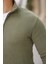 Selanik Örme Kumaş Yarım Fermuar Erkek Sweatshirt - Haki 4
