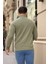 Selanik Örme Kumaş Yarım Fermuar Erkek Sweatshirt - Haki 5
