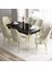 Tia Serisi, Siyah Mermer Desen 80X132 Açılabilir Mdf Mutfak Masa Takımı 6 Sandalye Gold Detay 1