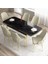Tia Serisi, Siyah Mermer Desen 80X132 Açılabilir Mdf Mutfak Masa Takımı 6 Sandalye Gold Detay 2