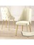 Tia Serisi, Siyah Mermer Desen 80X132 Açılabilir Mdf Mutfak Masa Takımı 6 Sandalye Gold Detay 5