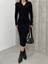 Kadın Elbise Uzun Triko Kışlık Polo Yaka Likralı Kalem Elbise 3