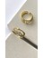 Zirkon Taş Kalp Ayarlanabilir Gold Yüzük DRN20014 2
