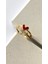 Zirkon Taş Kırmızı Kalp Ayarlanabilir Gold Yüzük DRN20013 4