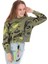 Kız Çocuk Loco Yazılı Resim Desenli Crop Model Kapüşonlu Haki Renk Sweatshirt 2