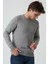 Albufeira 4025 0 Yaka Slim Fit Pamuklu Triko Gri 4
