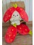 Nakışlı Sevimli Peluş Çilek Tavşan -Kırmızı- Hediyelik Peluş Oyuncak 3