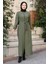 Edna Fermuarlı Tesettür Ferace 1265 - Haki 1