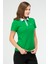 Yeşil Slim Fit Basic 100% Pamuk Kısa Kol Polo Yaka Kadın Tişört SF0684 4